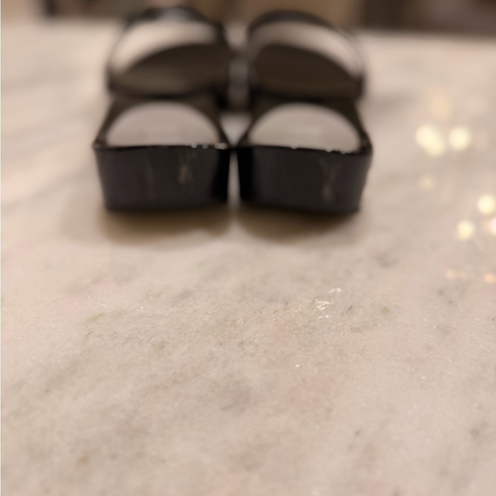 Chanel CC Logo Mules (Size 37) Black Wood Sole Authentic - Picture 7 of 8